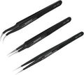 TOWOT 3 PCS Precision Tweezers Set, Premium Anti-static Stainless Steel Electronics Tweezers for Craft, Soldering, Jewelry Making, and Experimental Work Industrial Tweezers