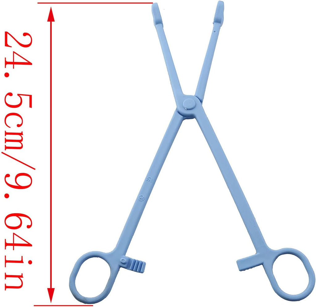 LQ Industrial Reptile Feeding Clip 24.5cm/9.64inch Blue Plastic Tong Tweezer Forcep for Tortoise Lizard Frog Spider Tarantulas