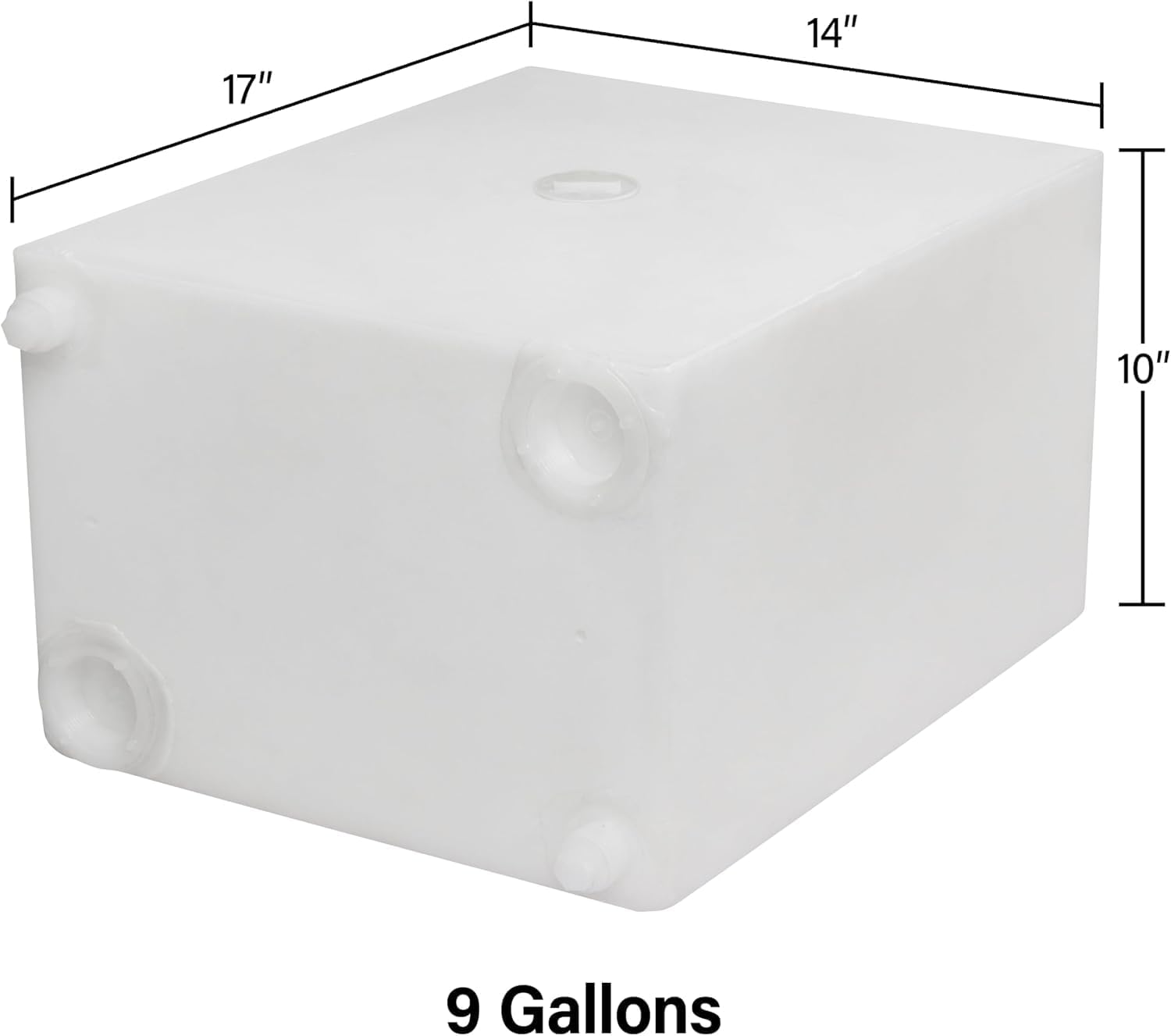 9 Gallon RV Fresh Water Tank, Potable Water Storage Tank for Drinking, Cooking, Cleaning, Showering, for Campers, Trailers, Motorhomes, RVs, Cube Shape, 17" x 14" x 10" (WT-5543)
