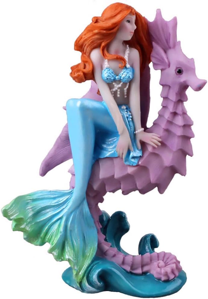 Aquarium Ornament - Seahorse Mermaid Decorations,Fish Tank Supplies Accessories,Mermaid Gifts for Girls, Mediterranean Princess Statue Home Decoration