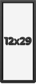 12x29 Shadow Box Frame Black | 1 Inch Deep Solid Wood Shadowbox Display Frame | UV Resistant Acrylic Plexiglass, Acid Free Backing, and Hanging Hardware | Dugan Picture Frame Style