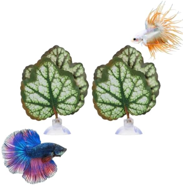 balacoo 2 Pcs Betta Fish Leaf Pad: Aquarium Betta Leaf Hammock with Suction Cup, Simulating Natural Habitat for Beta Resting Spawning Breeding Sleeping (Green)