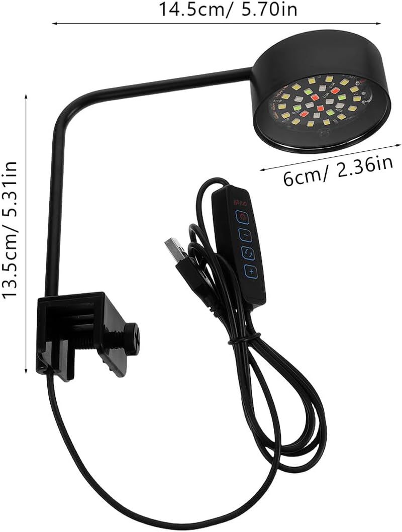 VANZACK USB Powered LED Aquarium Light Clip- Small Fish Tank Lamp with Blue and White Color Modes Space-Saving Design for Underwater Lighting in Mini Aquariums and Planted Tanks