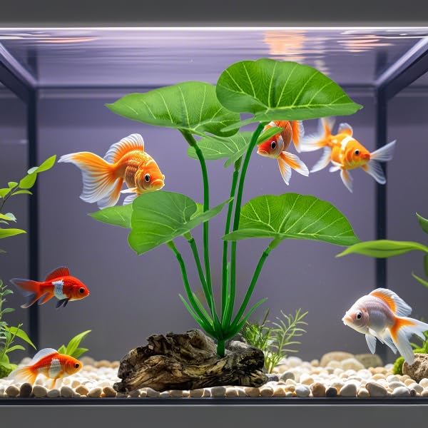 2-Pack Aquarium Decor Fish Tanks Decorations - 6inch Betta Fish Tank Plants Leaf Hammock, Artificial Silk Aquarium Plants for Betta Fish Tank Accessories, Goldfish, Reptiles Plant Decor Driftwood