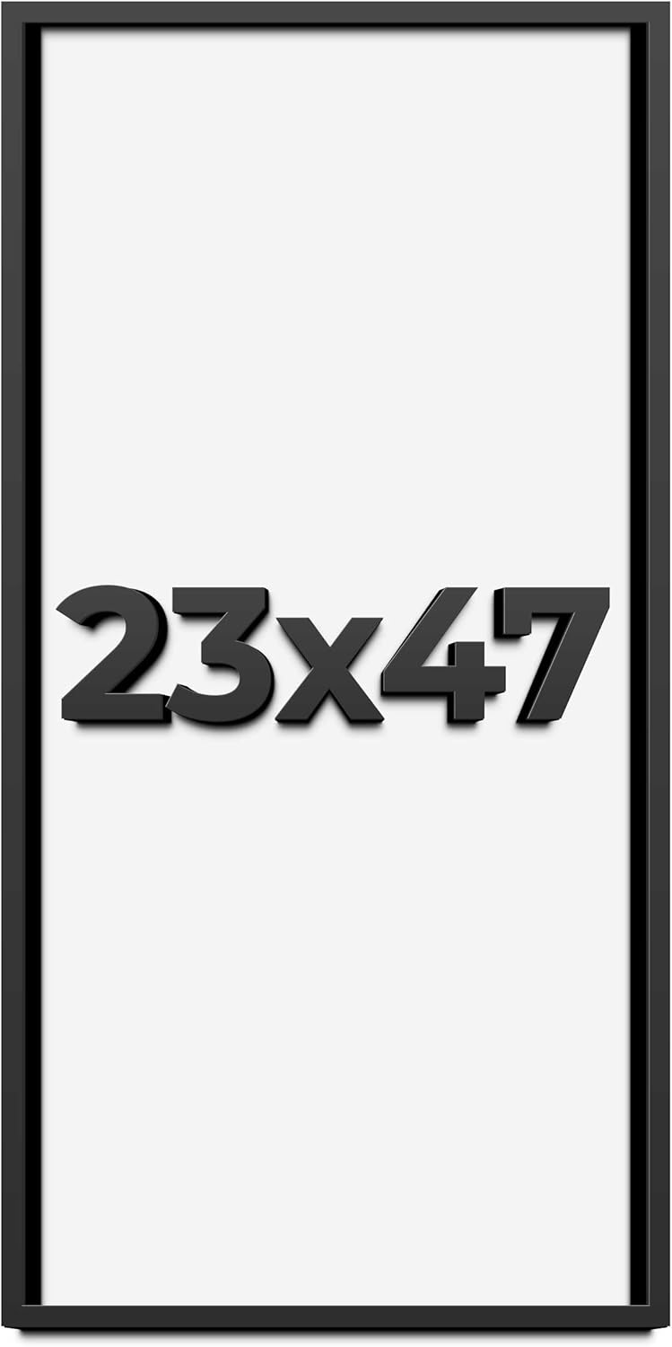 23x47 Shadow Box Frame Black | 1 Inch Deep Solid Wood Shadowbox Display Frame | UV Resistant Acrylic Plexiglass, Acid Free Backing, and Hanging Hardware | Dugan Picture Frame Style