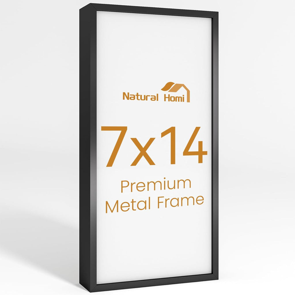7x14 Aluminum Metal Picture Frame,Tempered Glass Black Photo Frame 7x14 for Family Photo,Posters,Art,Document to Wall Mount Horizontally or Vertically