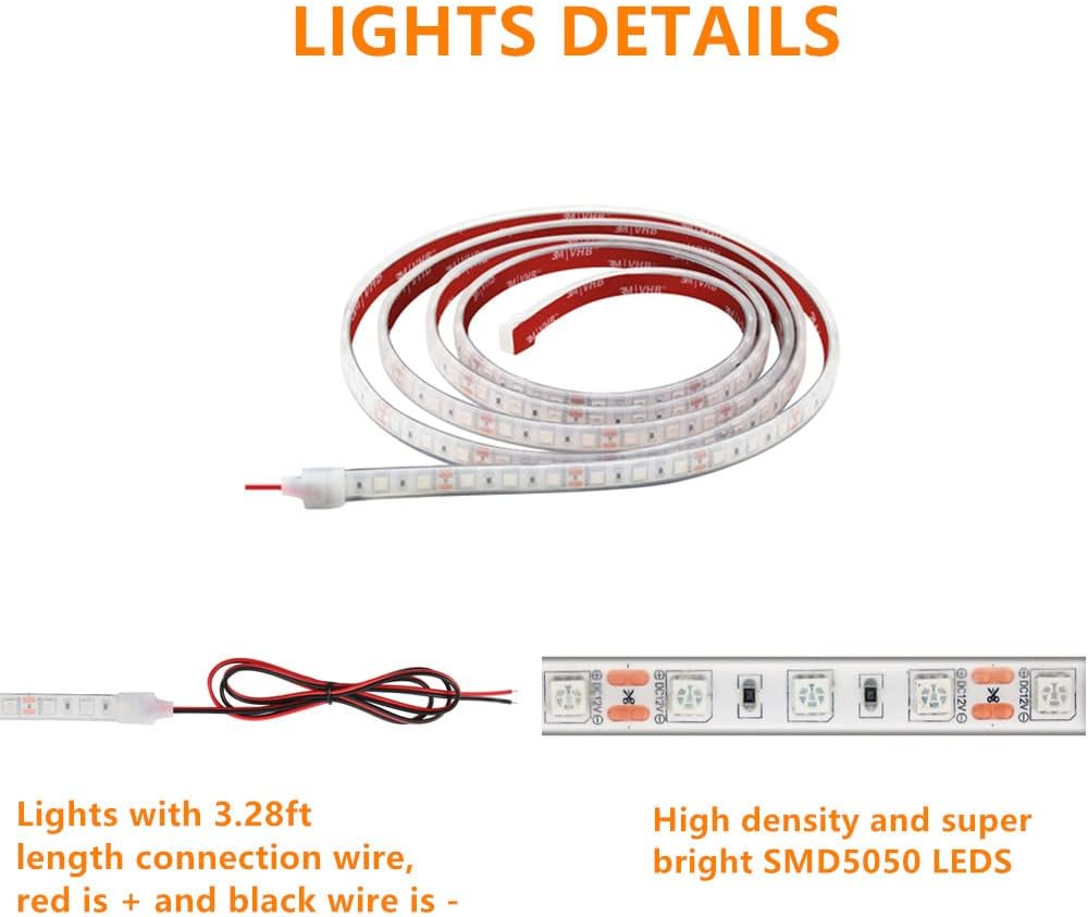 Marine Submersible Boat LED Strip Lights, 12V 8FT IP68 Waterproof Underwater Boat Lights, Boat Interior Light, Boat Deck Light Courtesy Lighting for Night Fishing Pontoon Kayak, Blue