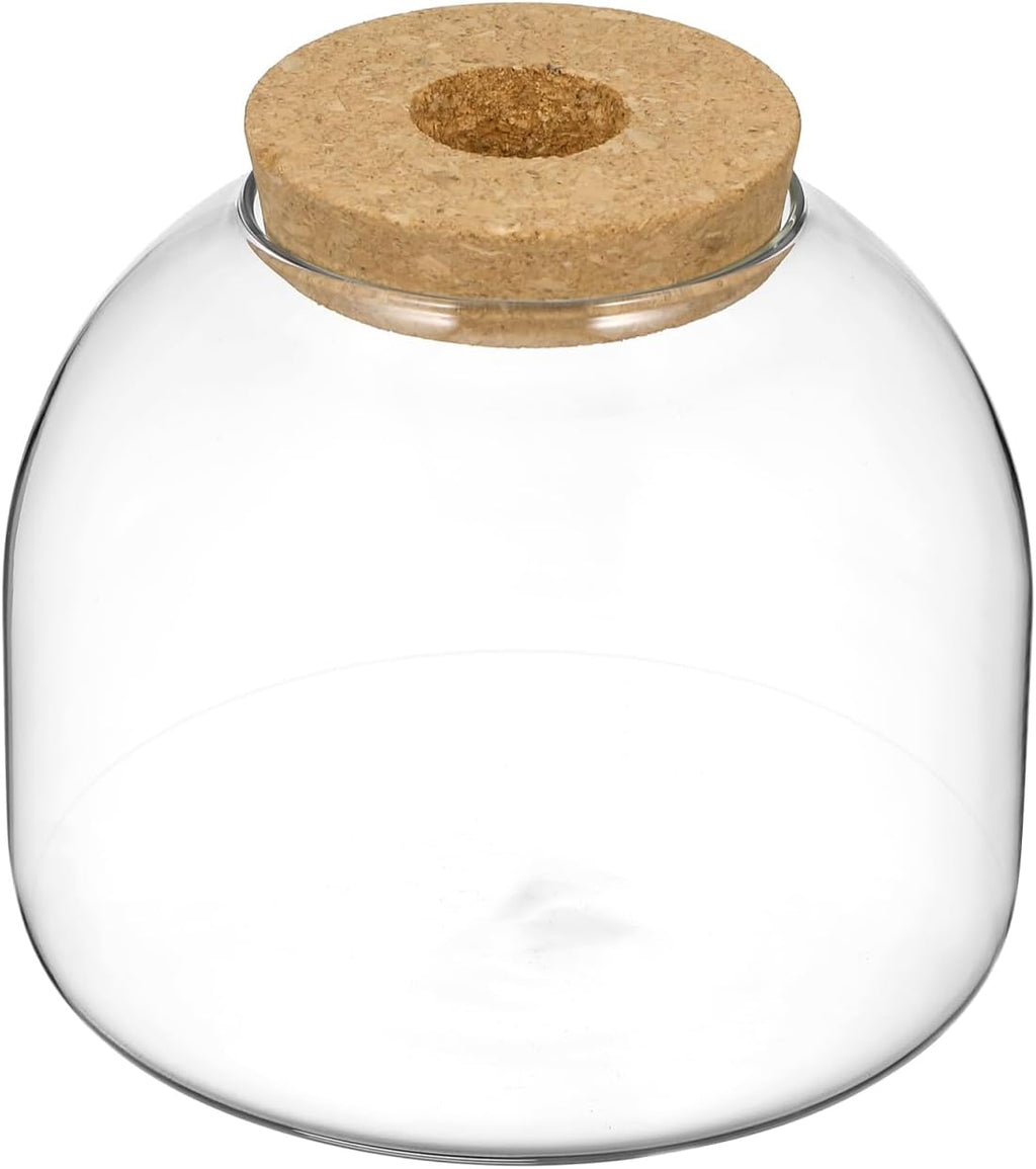 Happyyami Glass Terrarium Jar with Wood Cork Hydroponic Plants Container Small Fish Tank Bowl Micro Landscape Glass Cork Bottle