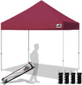 Eurmax USA 8'x8' Pop Up Canopy Tent Commercial Instant Canopies with Heavy Duty Roller Bag,Bonus 4 Sand Weights Bags (Burgundy)