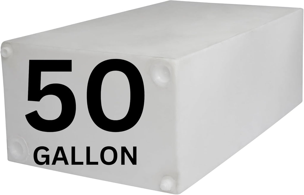 50 Gallon RV Fresh Water Tank, Potable Water Storage Tank for Drinking, Cooking, Cleaning, Showering, for Campers, Trailers, Motorhomes, RVs, Cube Shape, 38" x 22.25" x 14.25" (WT-1177)
