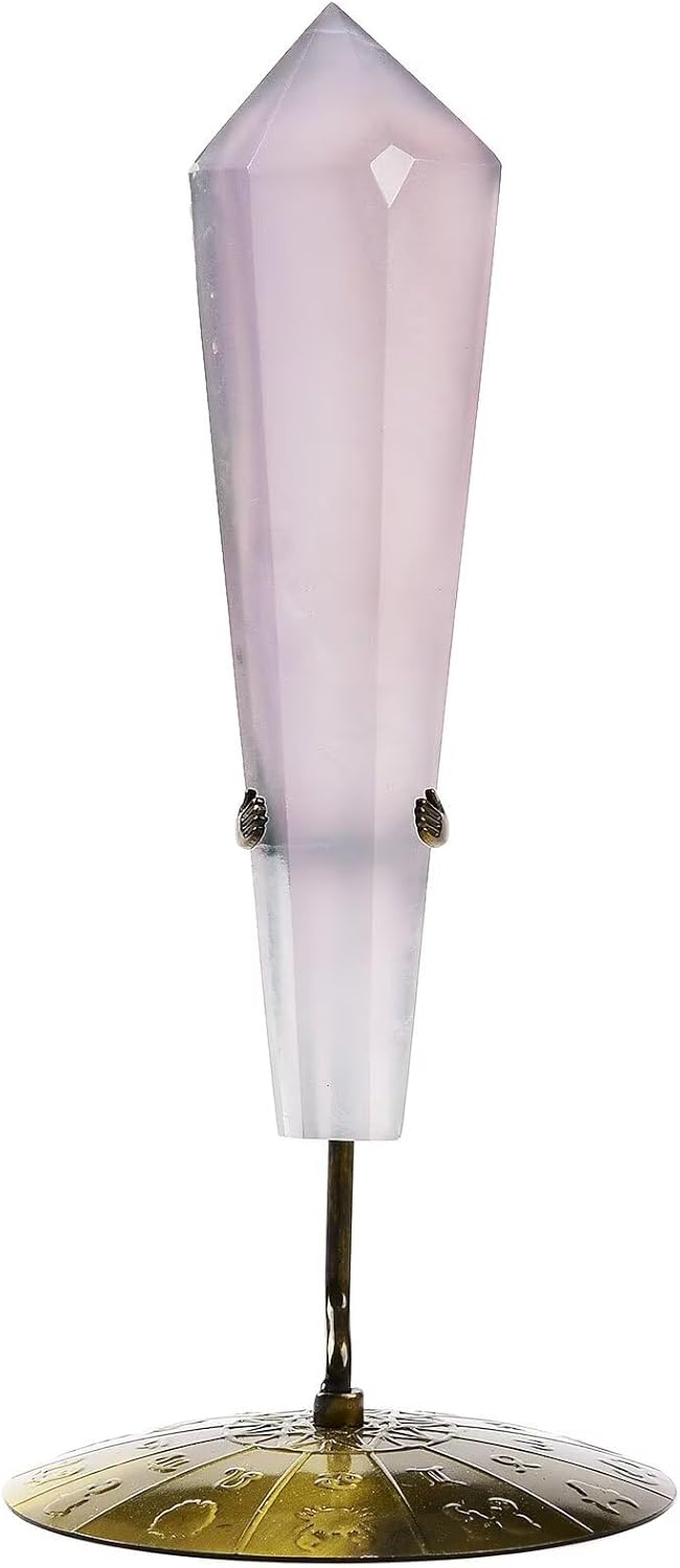 Lavender Fluorite Wand Point Long Healing Crystal Scepter Decorative Stone Reiki Meditation with Display Stand Home Office Decor 0.2-0.4LBS