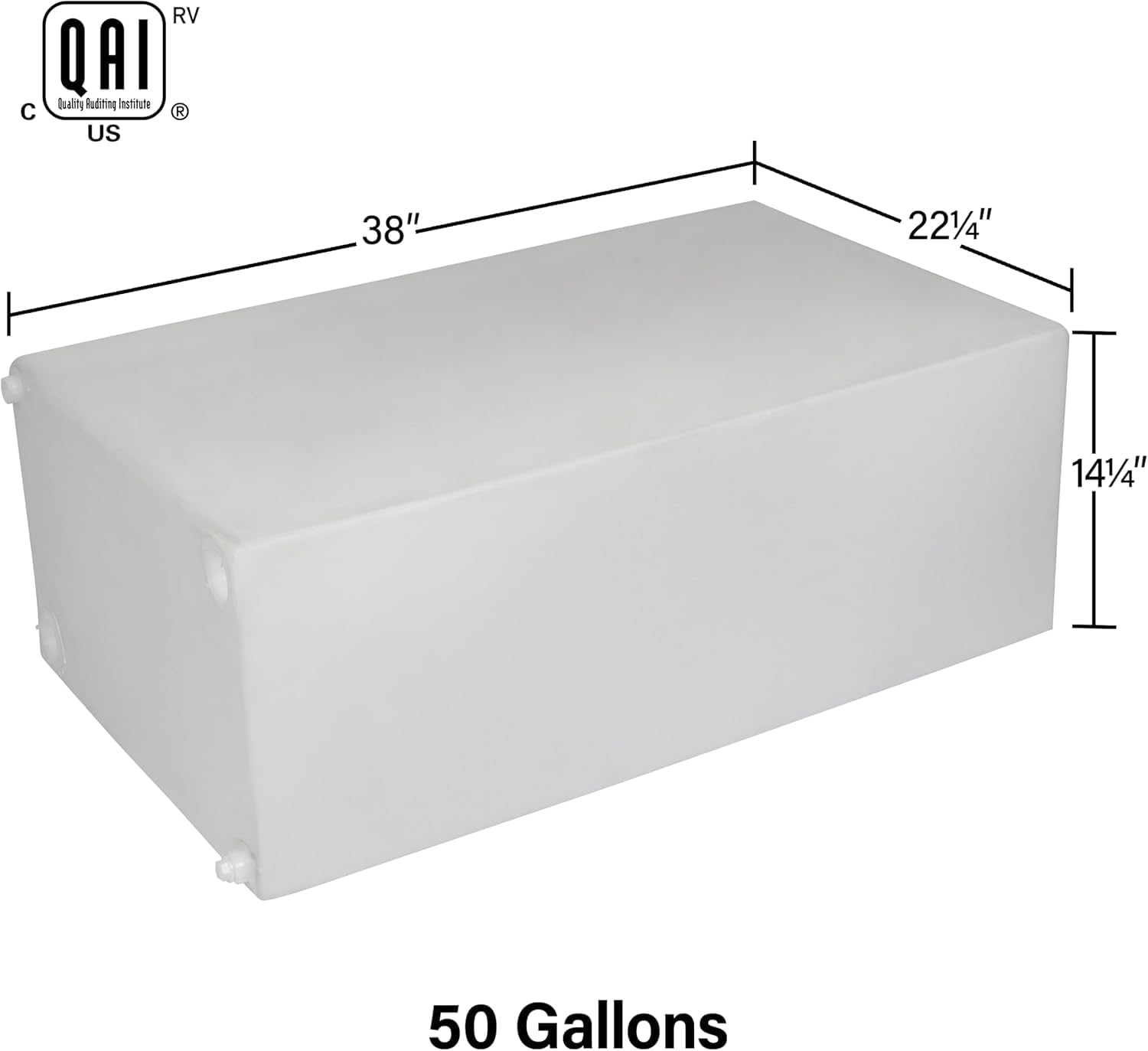 50 Gallon RV Fresh Water Tank, Potable Water Storage Tank for Drinking, Cooking, Cleaning, Showering, for Campers, Trailers, Motorhomes, RVs, Cube Shape, 38" x 22.25" x 14.25" (WT-1177)