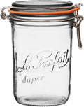 Le Parfait Super Terrine - 1L French Glass Canning Jar w/Straight Body, Airtight Rubber Seal & Glass Lid, 32oz/Quart (Single Jar)
