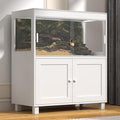Reptile Terrarium Tank with Storage Cabinet – 60 Gallon Enclosure with Sliding Doors, Mesh Lid, Lock, and Wheels – Snake & Lizard Habitat Stand for Indoor Use