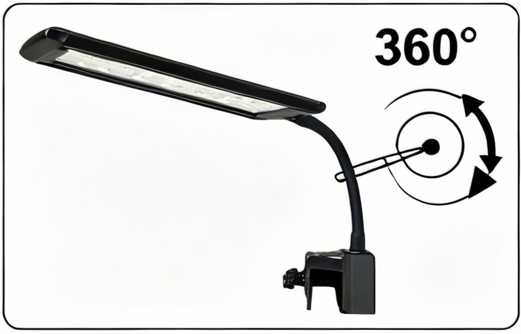 10W Clip-On Aquarium Light - White/Blue/Red,5 Brightness Levels,Timer (3/6/12H)