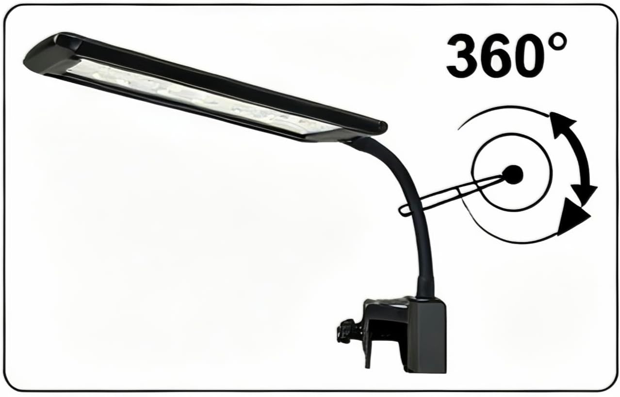 10W Clip-On Aquarium Light - White/Blue/Red,5 Brightness Levels,Timer (3/6/12H)