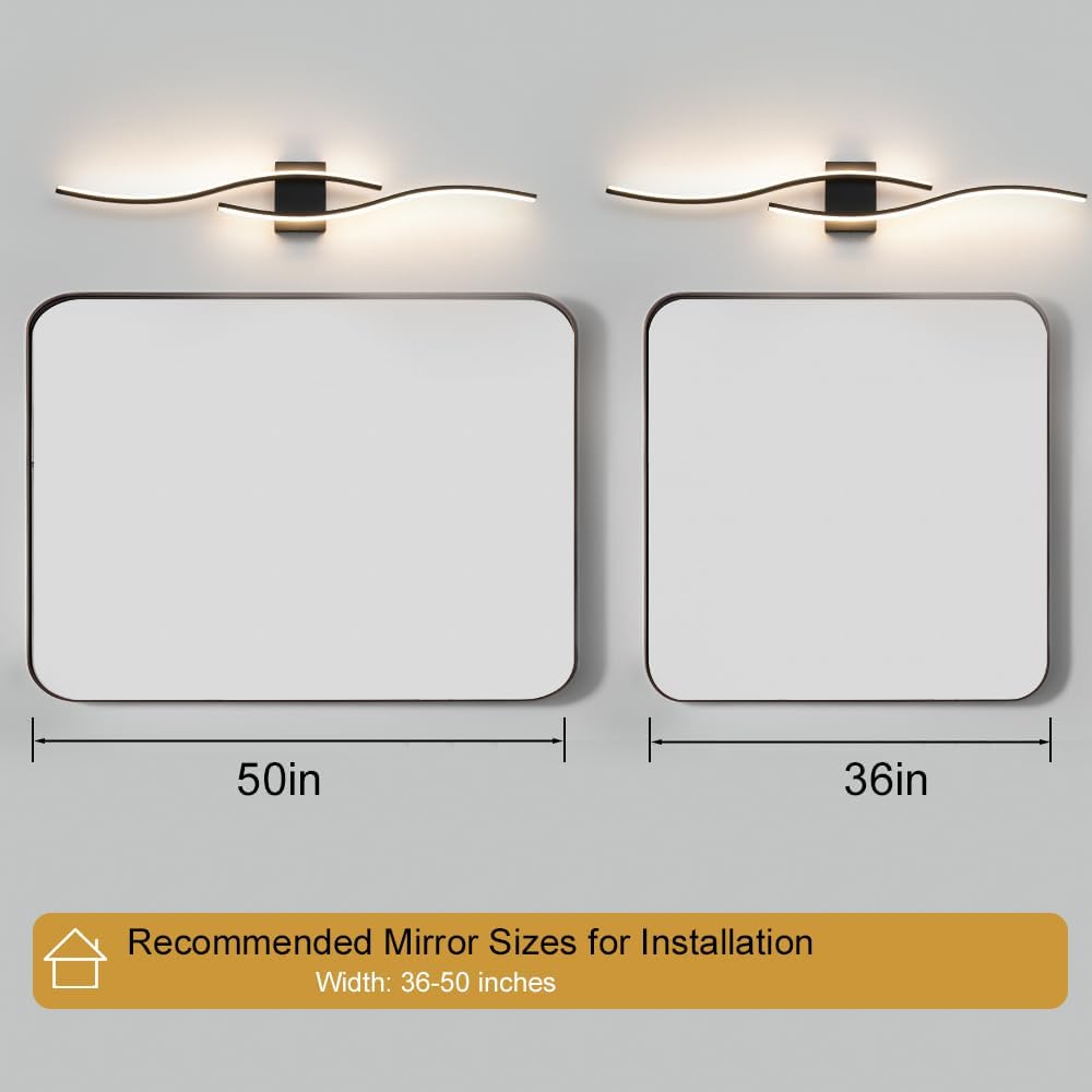 Black Vanity Lights Fixtures Over Mirror, Modern LED Bathroom Light Fixture with Remote Control, 3CCT Dimmable Bathroom Vanity Light 40.5 inch Wall Sconce Lighting for Bedroom, Living Room