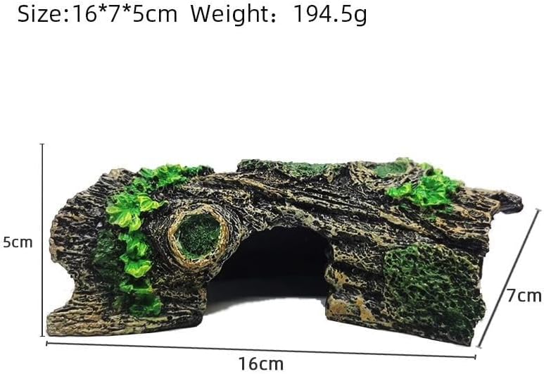 Resin Aquarium Wood Small Reptile Hide Aquarium cave Betta Log Aquarium Ornament pleco cave Snake Hideout (Tree bark)