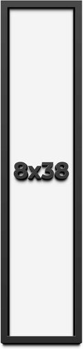 8x38 Shadow Box Frame Black | 1 Inch Deep Solid Wood Shadowbox Display Frame | UV Resistant Acrylic Plexiglass, Acid Free Backing, and Hanging Hardware | Dugan Picture Frame Style