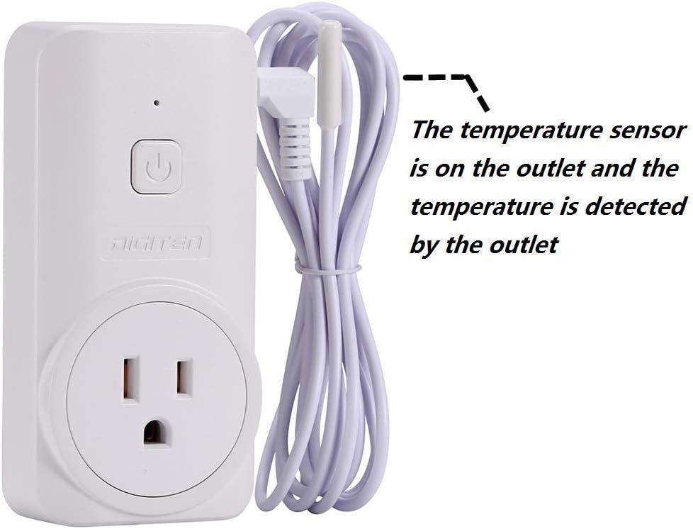 DIGITEN Wireless Temperature Controller Plug-in Thermostat Remote Control Reptile Thermostat Outlet with Temperature Sensor Wireless Thermostat for Home White