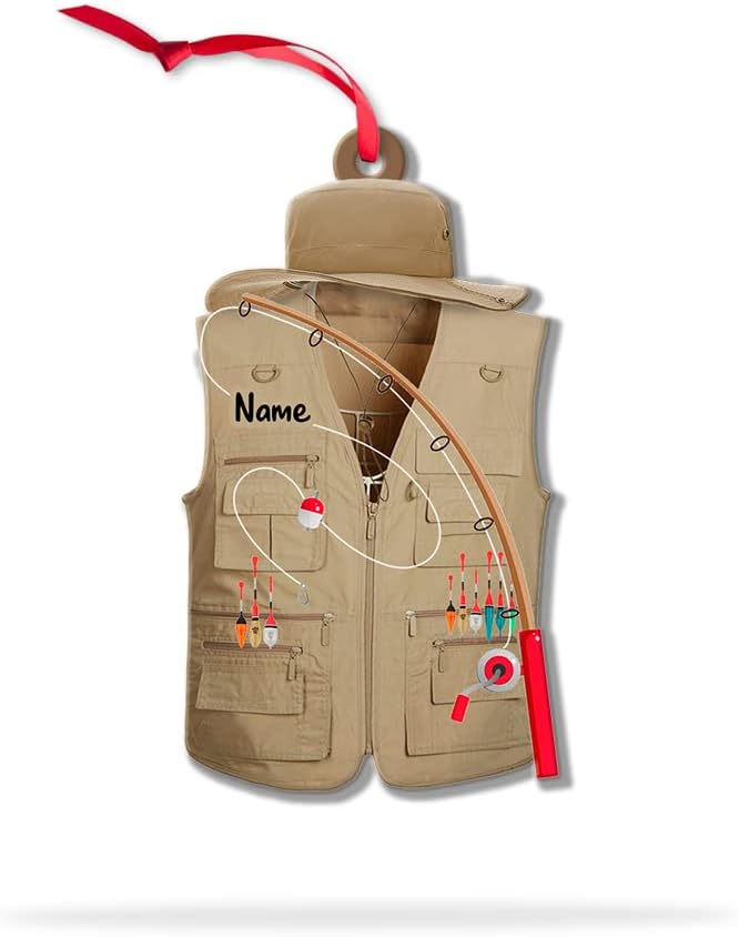 Personalized Fisherman Shirt 2D Flat Acrylic Ornament, Bass Fishing Christmas Ornament, Fishings Tools Keepsake, Fish Ornaments Fishing Man Decor Ornaments Fisherman Dad Gift 20