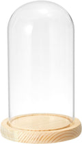 PATIKIL 7.5"x3.9" Clear Cloche Glass Dome, Glass Bell Jar Display Case Tabletop Centerpiece with Wooden Base for Plants Home Decor