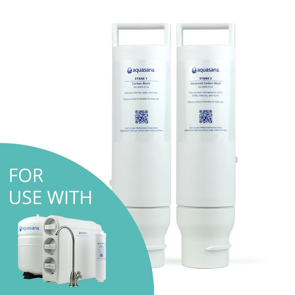 Aquasana SmartFlow™ Reverse Osmosis Water Filter Stage 1 and Stage 3 Replacement Carbon and Advanced Claryum Filters Last 6 Months - Not Compatible with OptimH2O - Replacements only