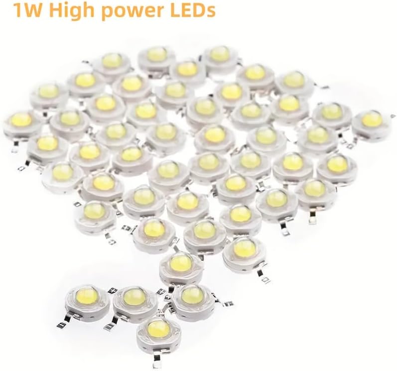 60pcs 3V-3.4V 1W High Power LED Full Spectrum Aquarium Lights, Super Bright White, 0.55 inch, Low Degradation