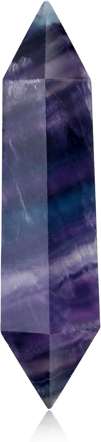 YATOJUZI 3.5" Rainbow Fluorite Healing Crystals Wand Natural Crystals and Healing Stones Large Hexagonal Fluorite Crystal Points for Meditation Divination Reiki Energy Balancing 1PCS