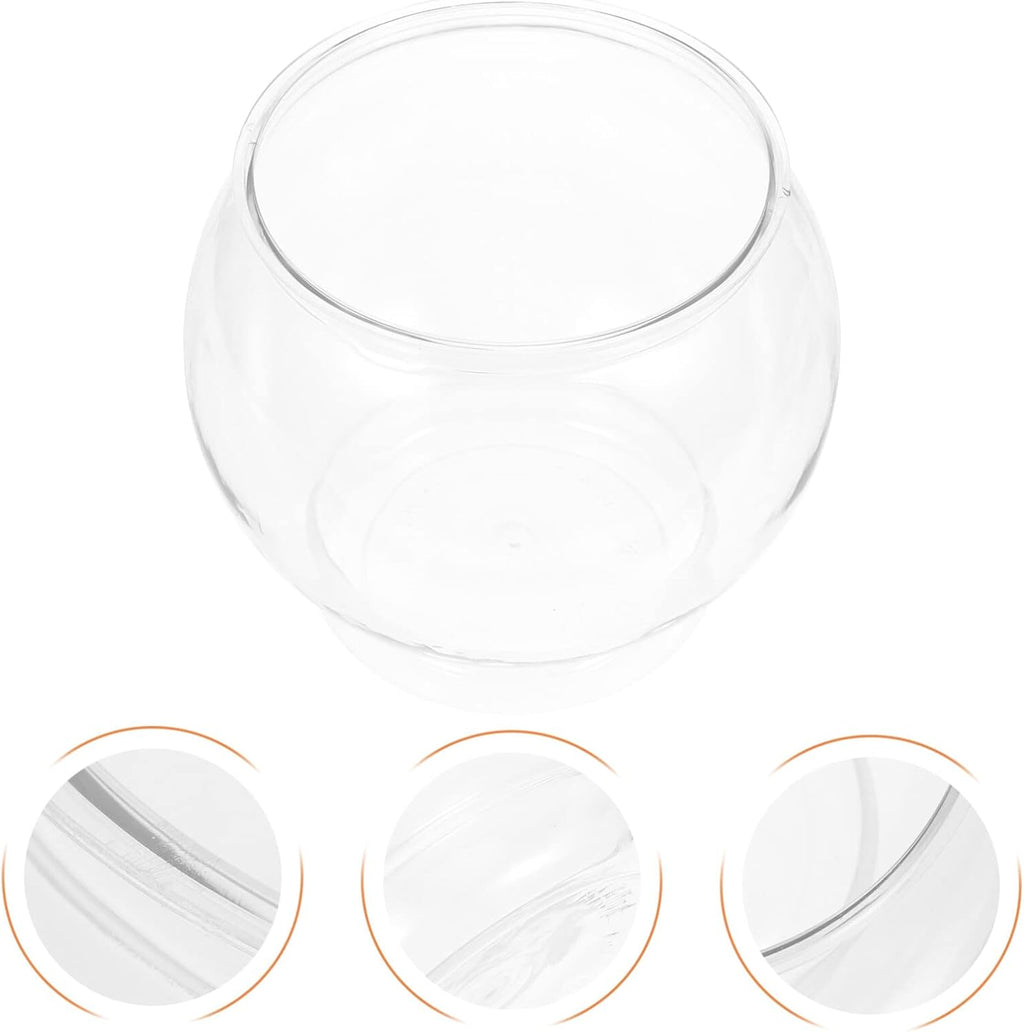 Balacoo Fish Bowl Plastic Transparent Round Fish Tank Desktop Small Aquarium Clear Bubble Bowl Goldfish Turtle Tank Hydroponic Planter Container