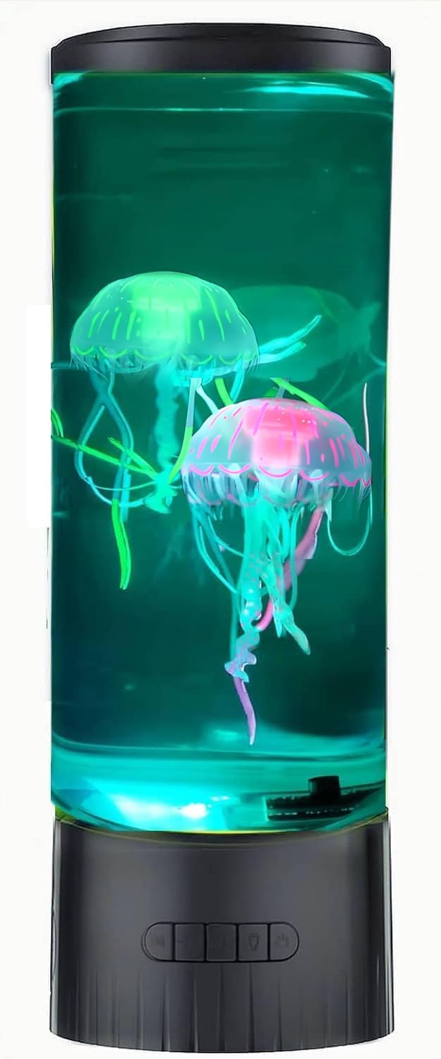 CALOVER Jellyfish Lamp - Cool Ocean Decor Jelly Fish Aquarium Light Tank with Speaker White Noise - Unique Sensory Lights Gifts for Kids & Adults