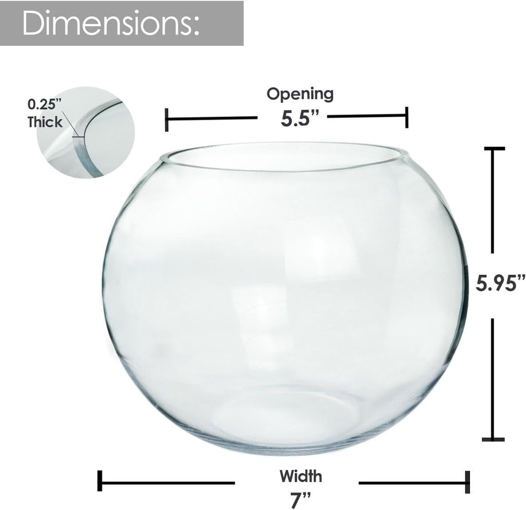 Craft And Party, Glass Bubble Vase, 6" Height x 8" Width, Set of 4 Glass Fish Bowl Vase, Bubble Bowl vase for Terrarium, Flower Vase Centerpiece