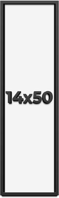 14x50 Shadow Box Frame Black | 1 Inch Deep Solid Wood Shadowbox Display Frame | UV Resistant Acrylic Plexiglass, Acid Free Backing, and Hanging Hardware | Dugan Picture Frame Style