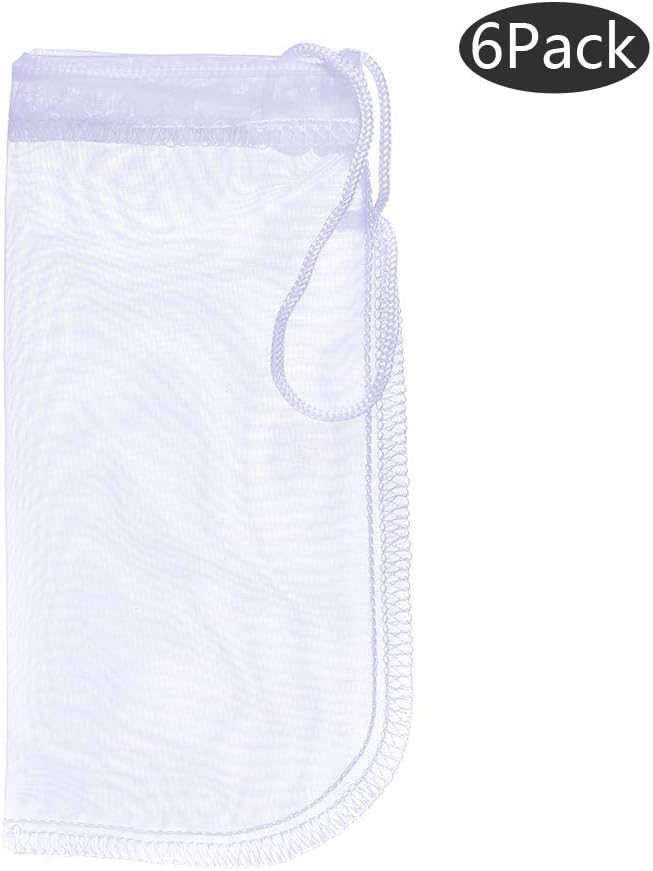 ALEGI Media Filter Bag Aquarium Extra Fine,Reusable 180 Micron Drawstring Mesh Filter Bags for Very Fine Resins Filter (7.5"*3.6" (6 Pack))