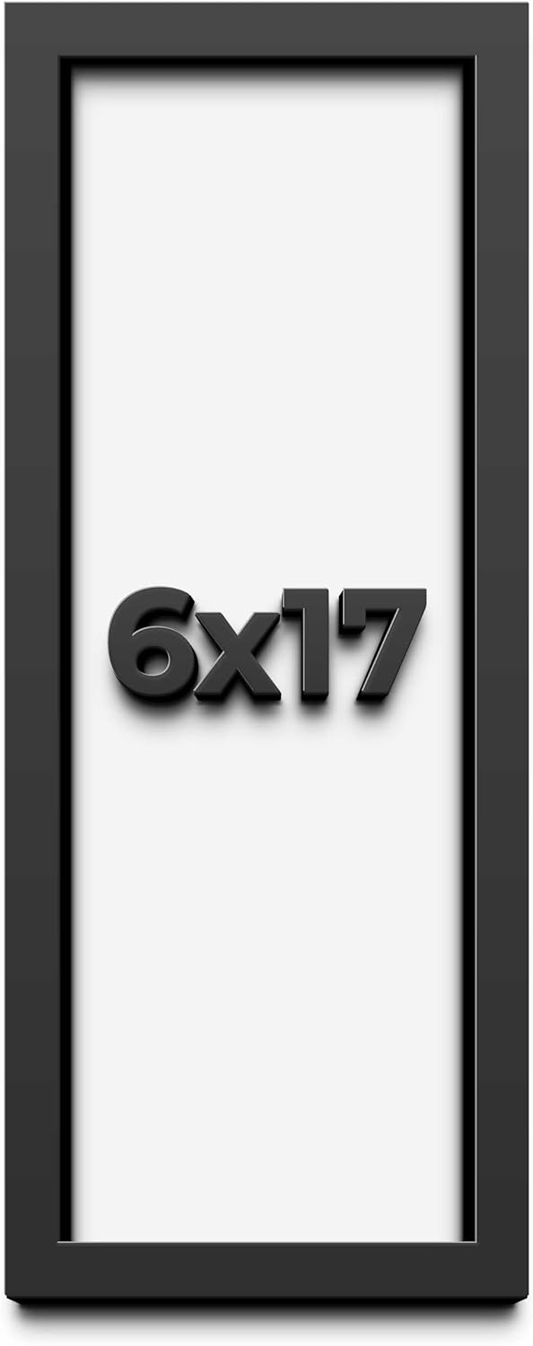 6x17 Shadow Box Frame Black | 1 Inch Deep Solid Wood Shadowbox Display Frame | UV Resistant Acrylic Plexiglass, Acid Free Backing, and Hanging Hardware | Dugan Picture Frame Style