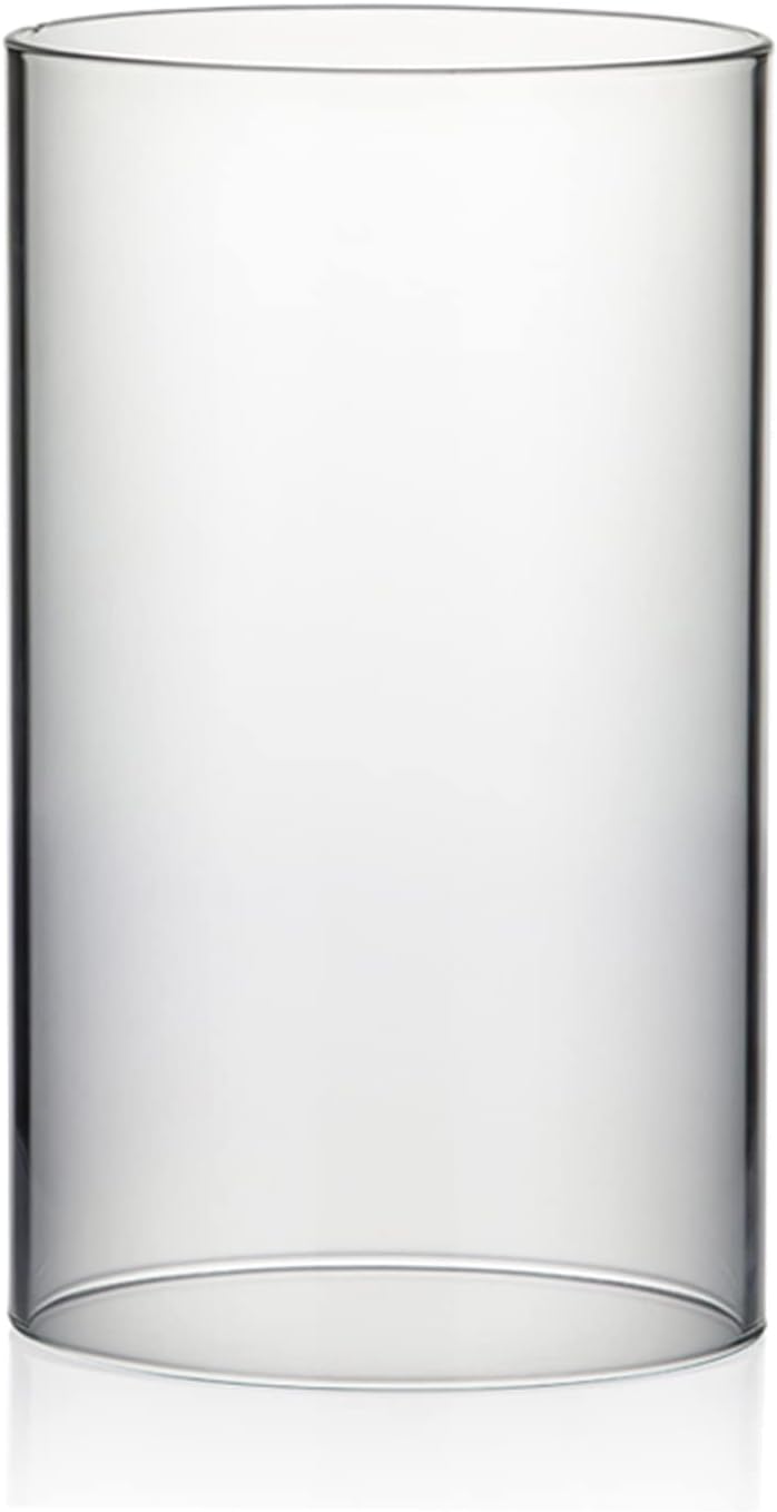 WGVI Hurricane Candle Holder Sleeve, Wide 5", Height 8", Clear Glass Cylinder Candleholder, Chimney Tube, Open Ended Candle Shade, 12 Pieces Bulk