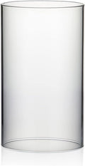 WGVI Hurricane Candle Holder Sleeve, Wide 4.7", Height 8", Clear Glass Cylinder Candleholder, Chimney Tube, Open Ended Candle Shade, 1 Piece