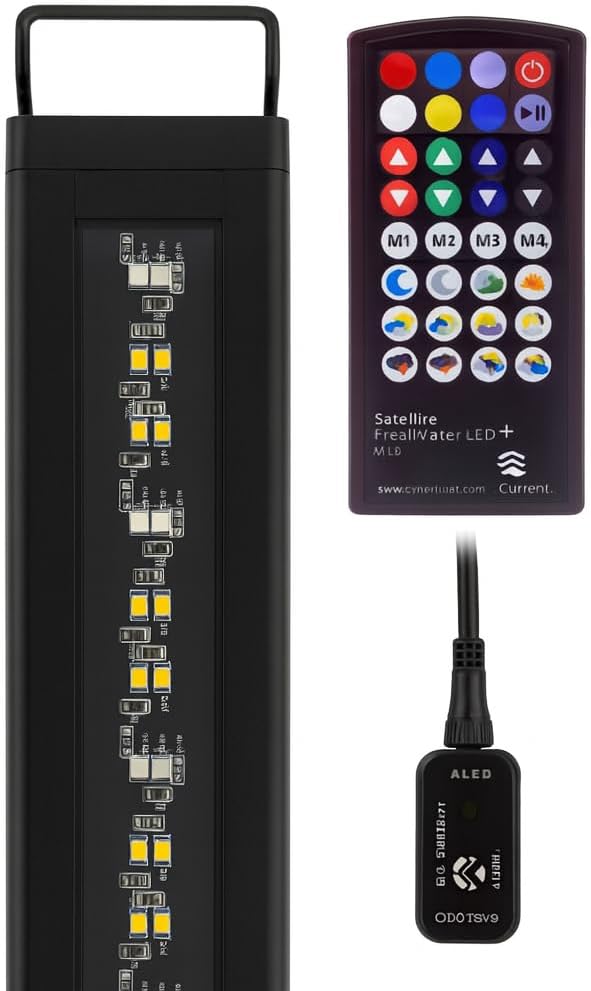 CURRENT USA 36-48" Satellite Color RGBW Full-Spectrum LED Aquarium Light - Freshwater, Wireless 24-Hour Timer, Adjustable Tank Mounts (4512)