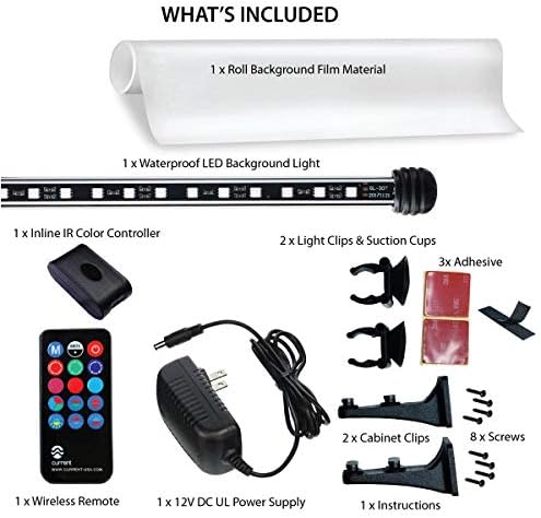 CURRENT USA 72" Serene Aquarium LED Background Light Kit | Fish Tank Lighting Backdrop Decoration Black 3D 125, 150, 180 Gallon Tank (3154)