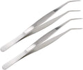 8 Inch Stainless Steel Tweezers with Curved Serrated Tip Multipurpose Forceps for Craft Repairing 2 Pack