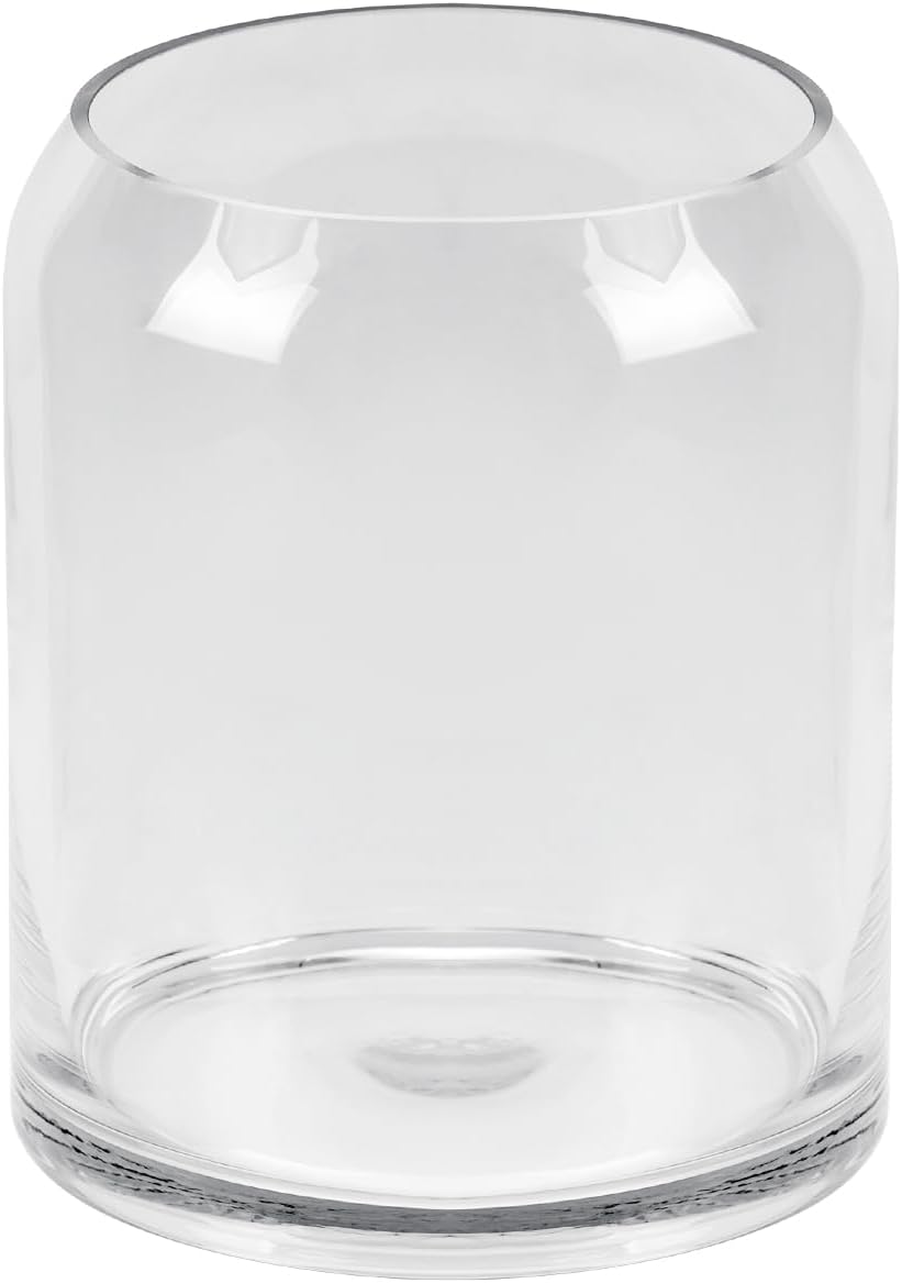 7" High 6" Wide Large Handmade Scandinavian Clear Glass Vase, Glass Flower Vase, Vase for Bouquet, Modern Glass Vase, Dome Glass Vase, Glass Terrariium, Hurricane, Centerpiece (Clear, 5.9"x7.1")