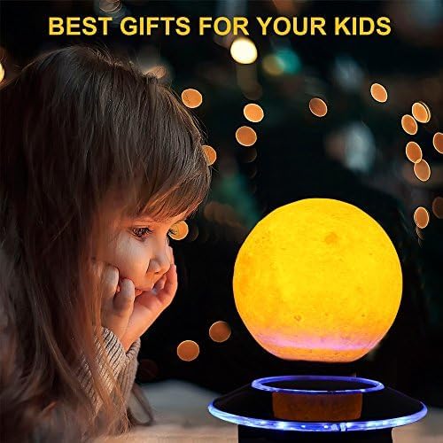 VGAzer Levitating Moon Lamp,Floating and Spinning in Air Freely 16 Colors with Gradually Changing LED Lights for Home,Office Decor,Unique Holiday Gifts,Night Light (White Moon)