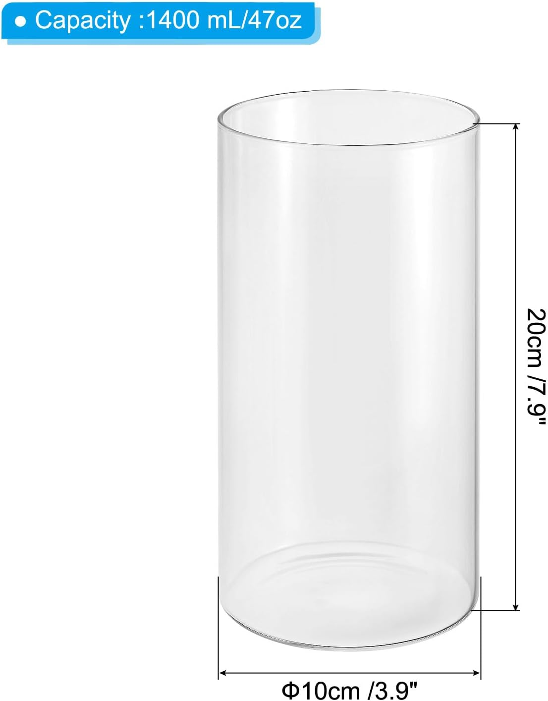 PATIKIL Clear Glass Cylinder Vase, 7.9" Tall and 3.9" Dia Tabletop Flowers Vase Floating Candle Holder Vase for Home Decor Wedding Centerpieces(47oz)