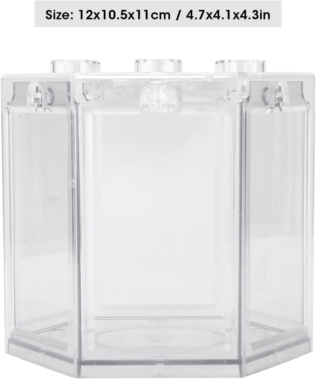 Small Betta Fish Tank, Hex Shape Portable Mini Aquarium Tank, Fish Tank Starter Kits Fish Bowl Aquarium Starter Kits for Turtle Reptile Shrimp Moss Crab Insects Habitat as Decoration(Transparent)