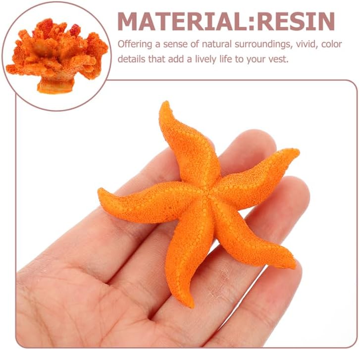 TOYANDONA 4pcs Artificial Coral Sea Star Aquarium Decoration Resin Coral Sculptures for Fish Tank Landscape Non- for Freshwater and Aquariums