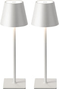 KDG 2 Pack Cordless Table Lamp, Portable LED Desk Lamp, 5000mAh Battery Operated, 3 Color Stepless Dimming Up, for Restaurant/Bedroom/Bars/Outdoor Party/Camping/Coffee Shop Night Light(White)