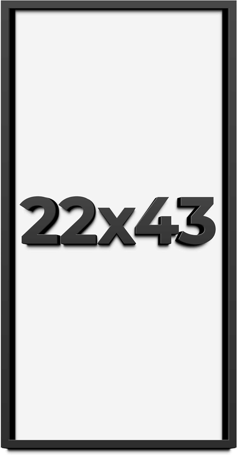 22x43 Shadow Box Frame Black | 1 Inch Deep Solid Wood Shadowbox Display Frame | UV Resistant Acrylic Plexiglass, Acid Free Backing, and Hanging Hardware | Dugan Picture Frame Style