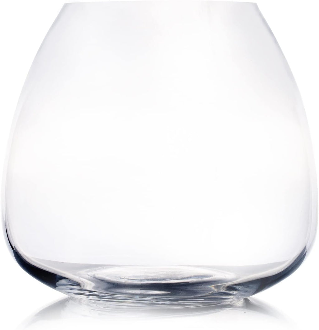 Enova Floral Clear Dome Shaped Terrarium Bowl Glass Vase, H 6.50" W 3.5" L7.5 Clear Round Fish Bowl Flower Vase for Desktop Decor (1 Piece)