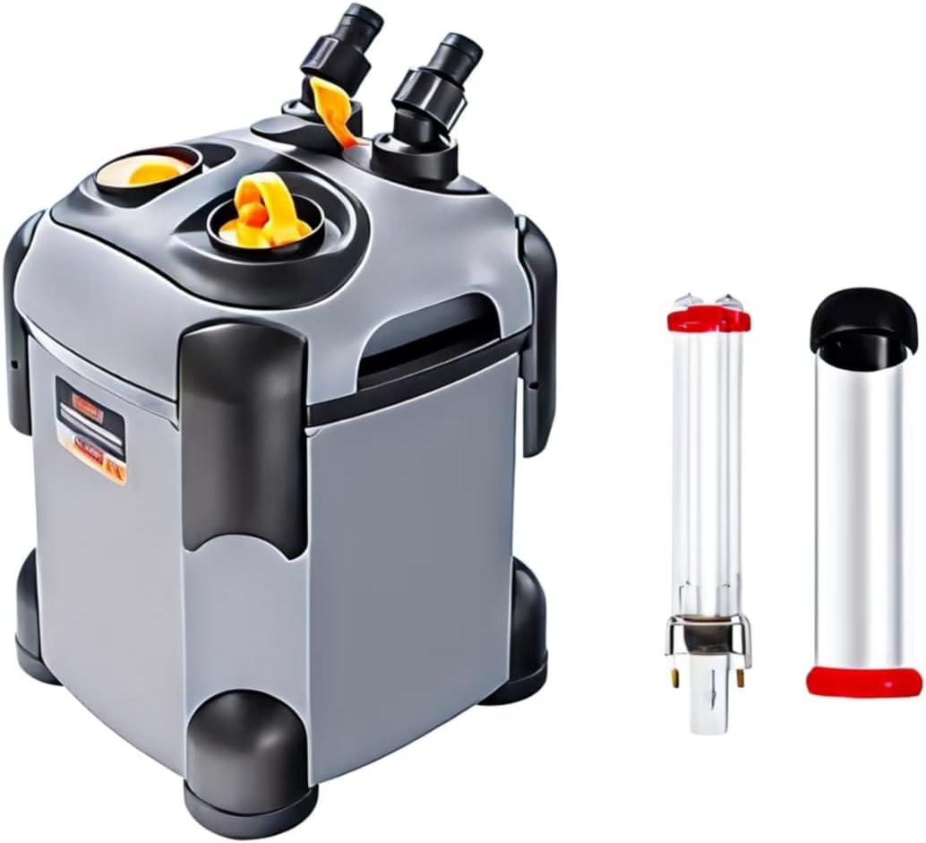 Aquarium External Canister Filter Ultra-Quiet Fish Tank UV Filter Water Circulation Turtle Tank Filter with UV Filters Media 171/225/266/317/397GPH (171GPH&UV)