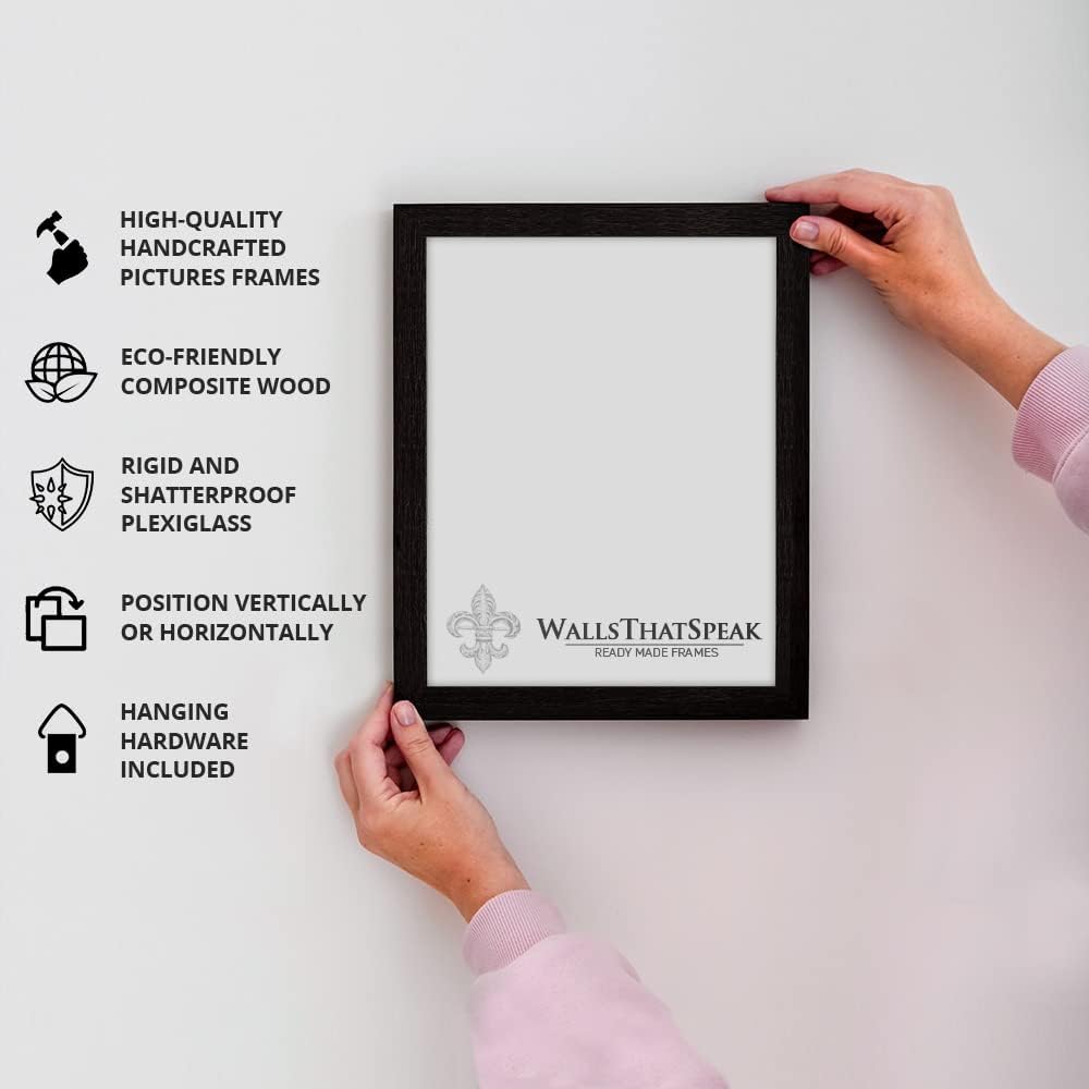 wallsthatspeak 8x10 Slate Gray Picture Frame for Puzzles Posters Photos or Artwork